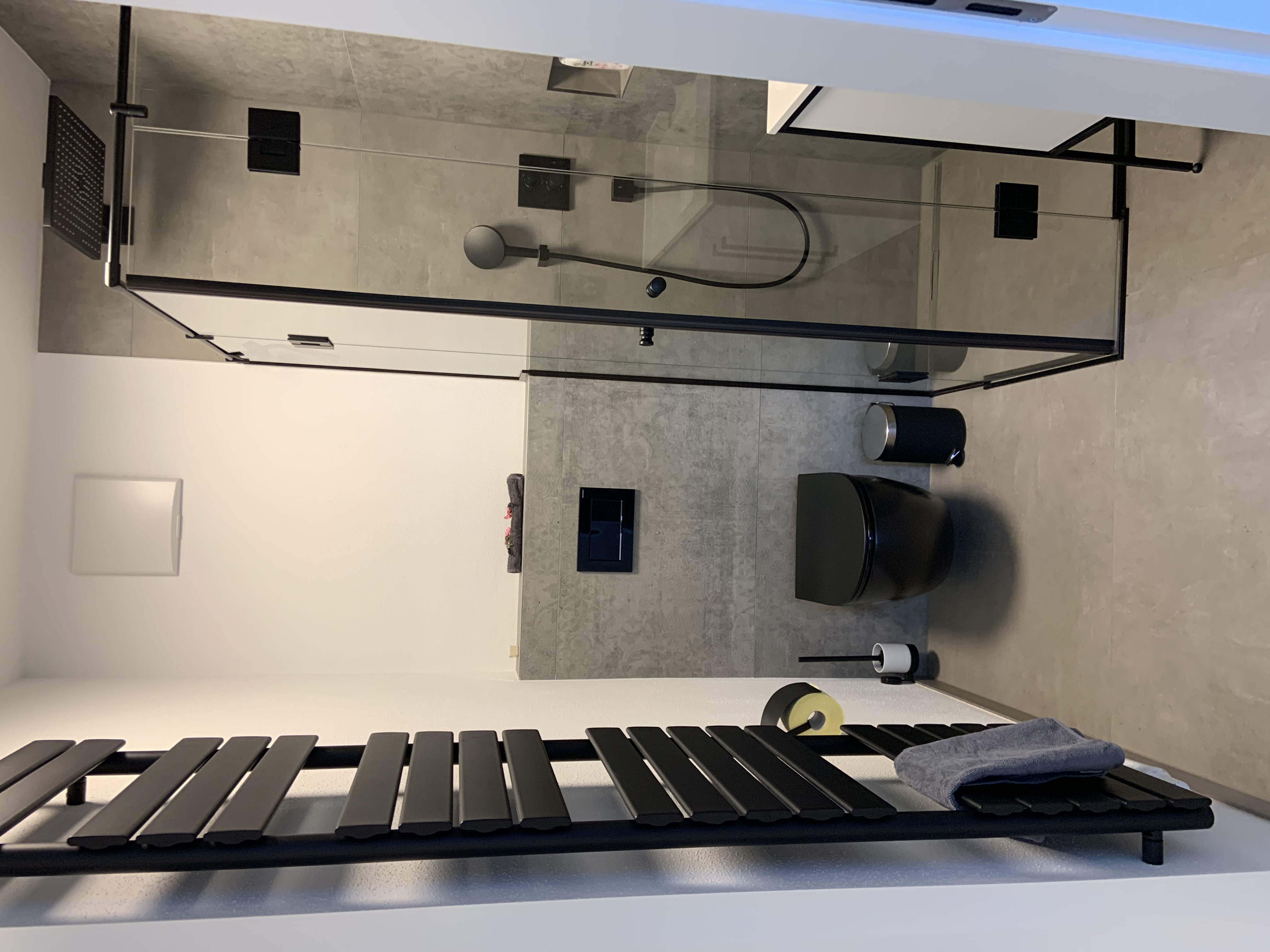 Modern bathroom with walk-in shower