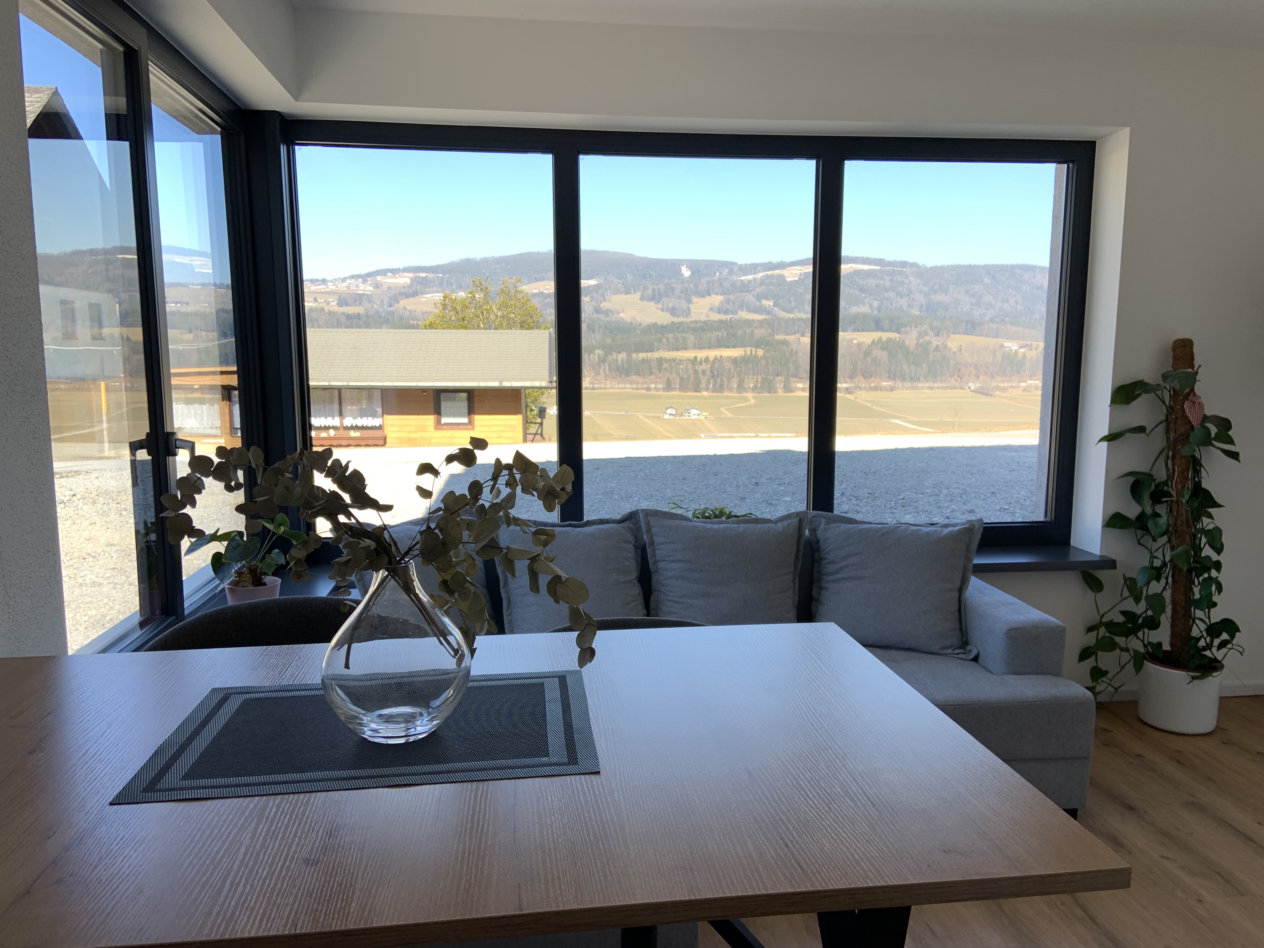 Living room with panoramic mountain views